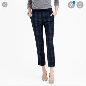 Jcrew Cameron plaid crop pants with velvet trim
